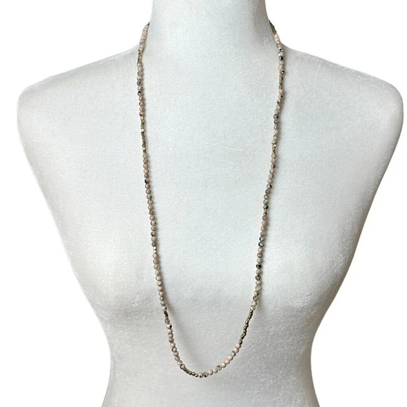 Stretch Stone Silver Bead Necklace /Bracelet - Picture 1 of 9